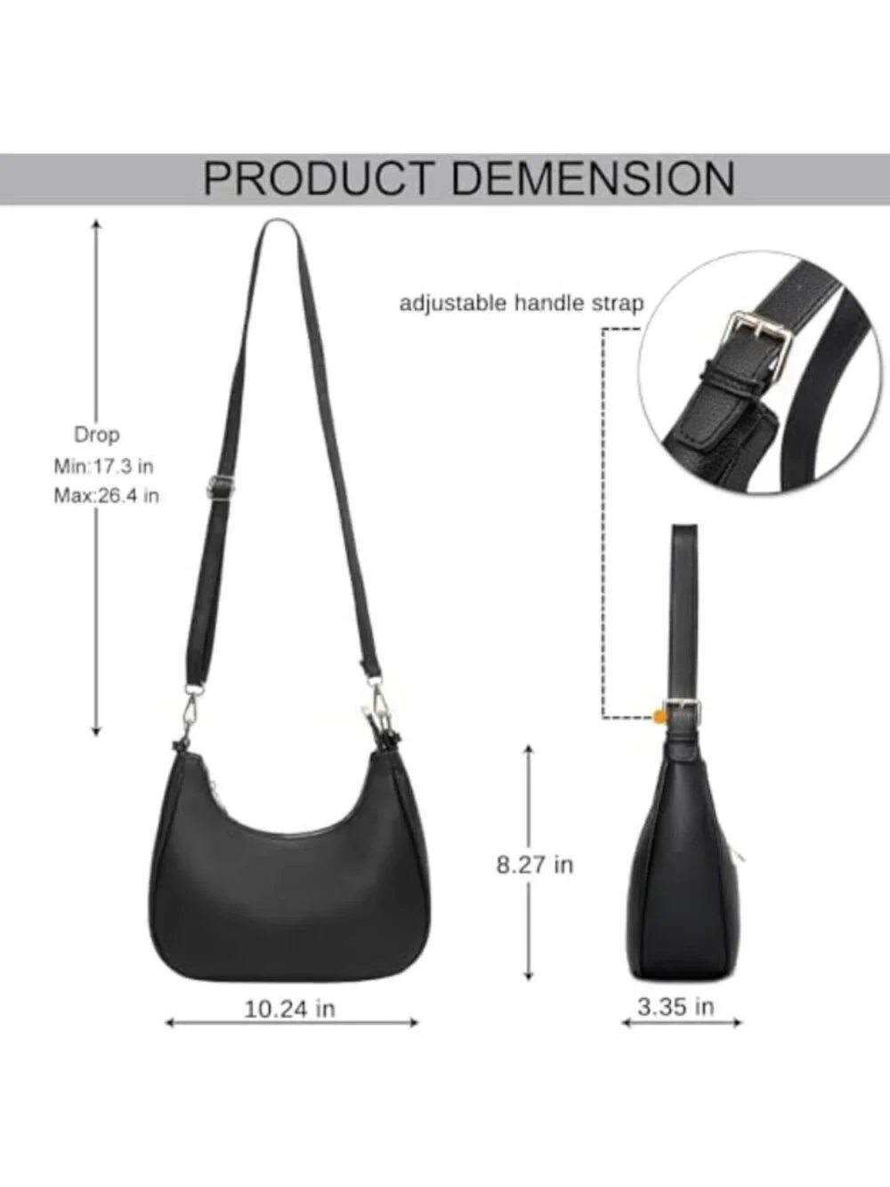Chic Small Crescent Shoulder Bag - Classic Hobo Tote Purse for Women